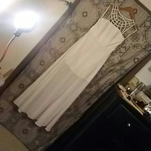 Cream colored dress w/ beaded collar - Picture 1 of 3